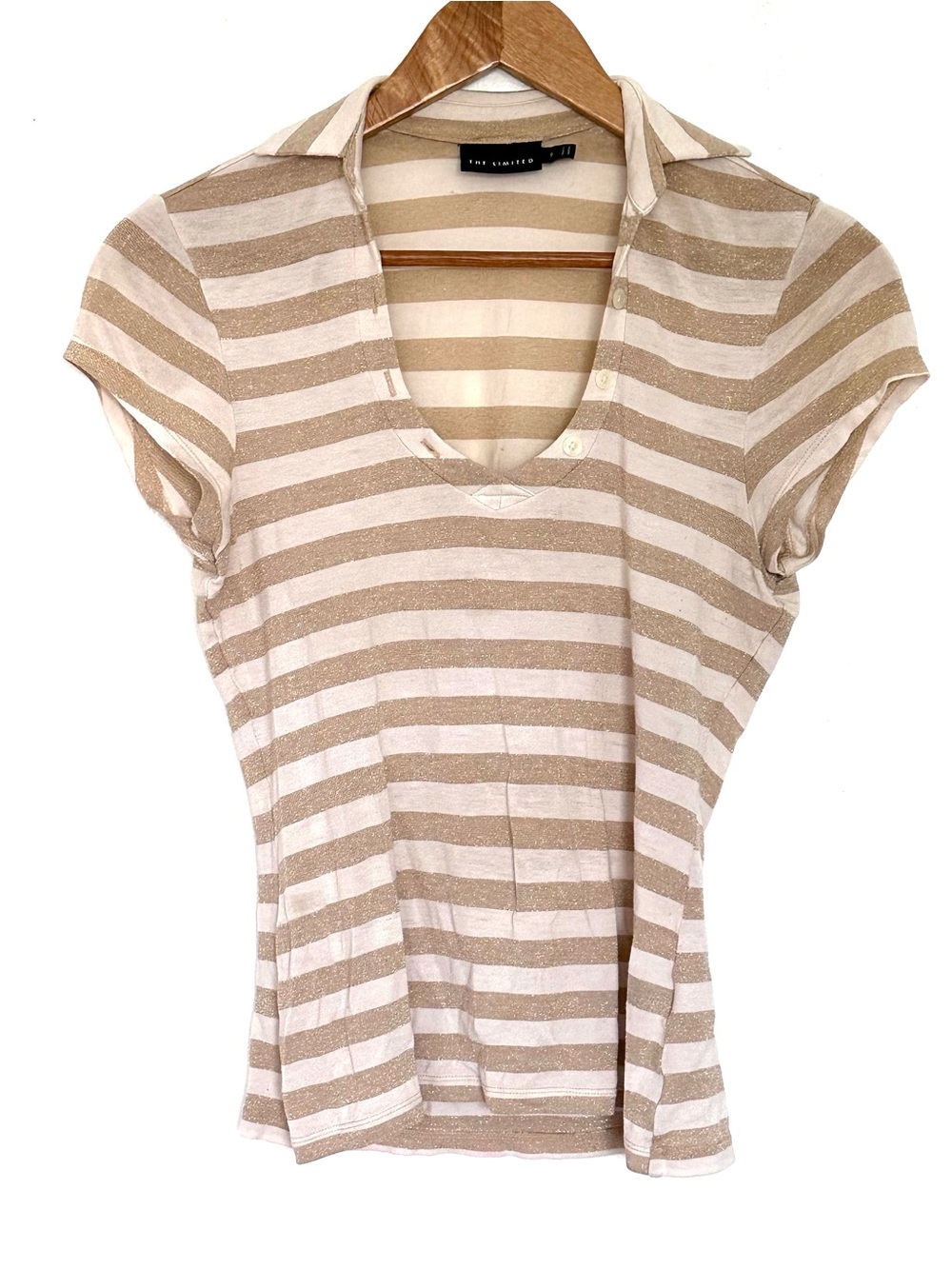 The Limited Shirt Women’s Small Striped Short Sleeve Pullover V Neck Top